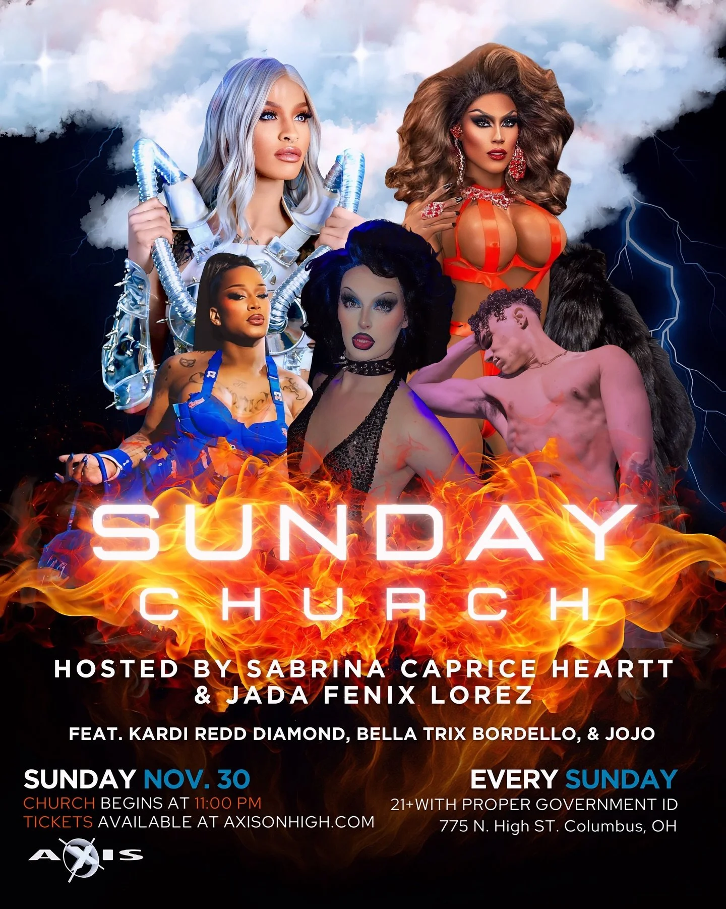 Step into SUNDAY CHURCH, where the sermon is fierce, the spirit is electric, and the dolls are serving revelations all night long. Catch Sabrina Caprice Heartt &amp; Jada Fenix Lorez leading the congregation with special appearances from Kardi Redd D