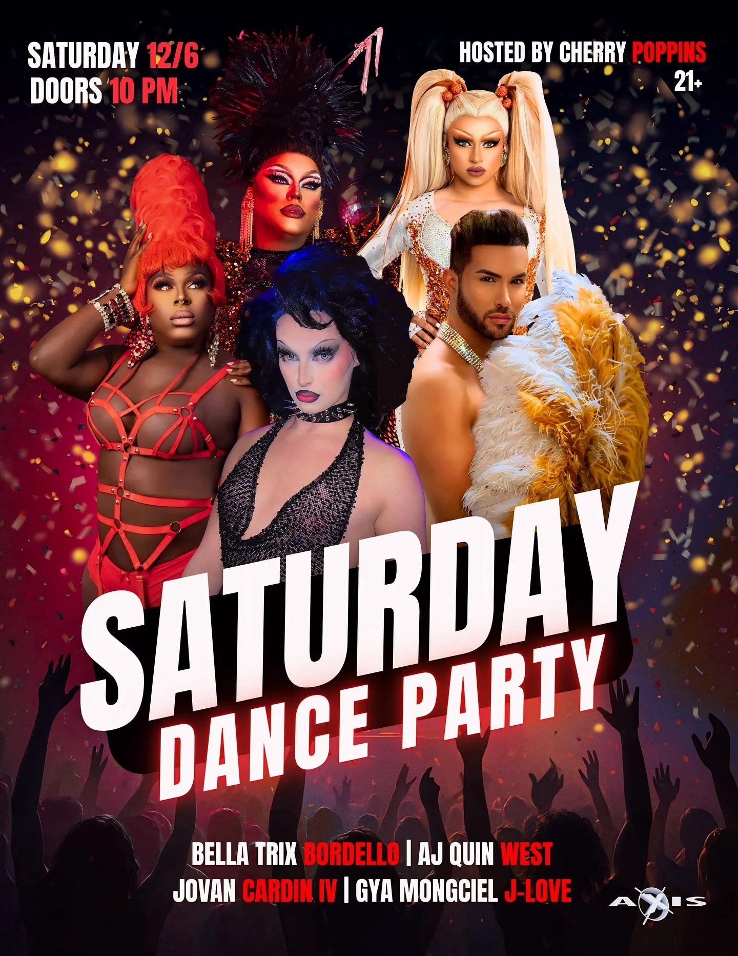 THEE Saturday Dance Party is HERE 🖤
Hosted by Cherry Poppins with an all-star lineup lighting up the stage at Axis TONIGHT.
🕙 10PM | 🔞 21+
You coming&hellip; or watching the stories later?