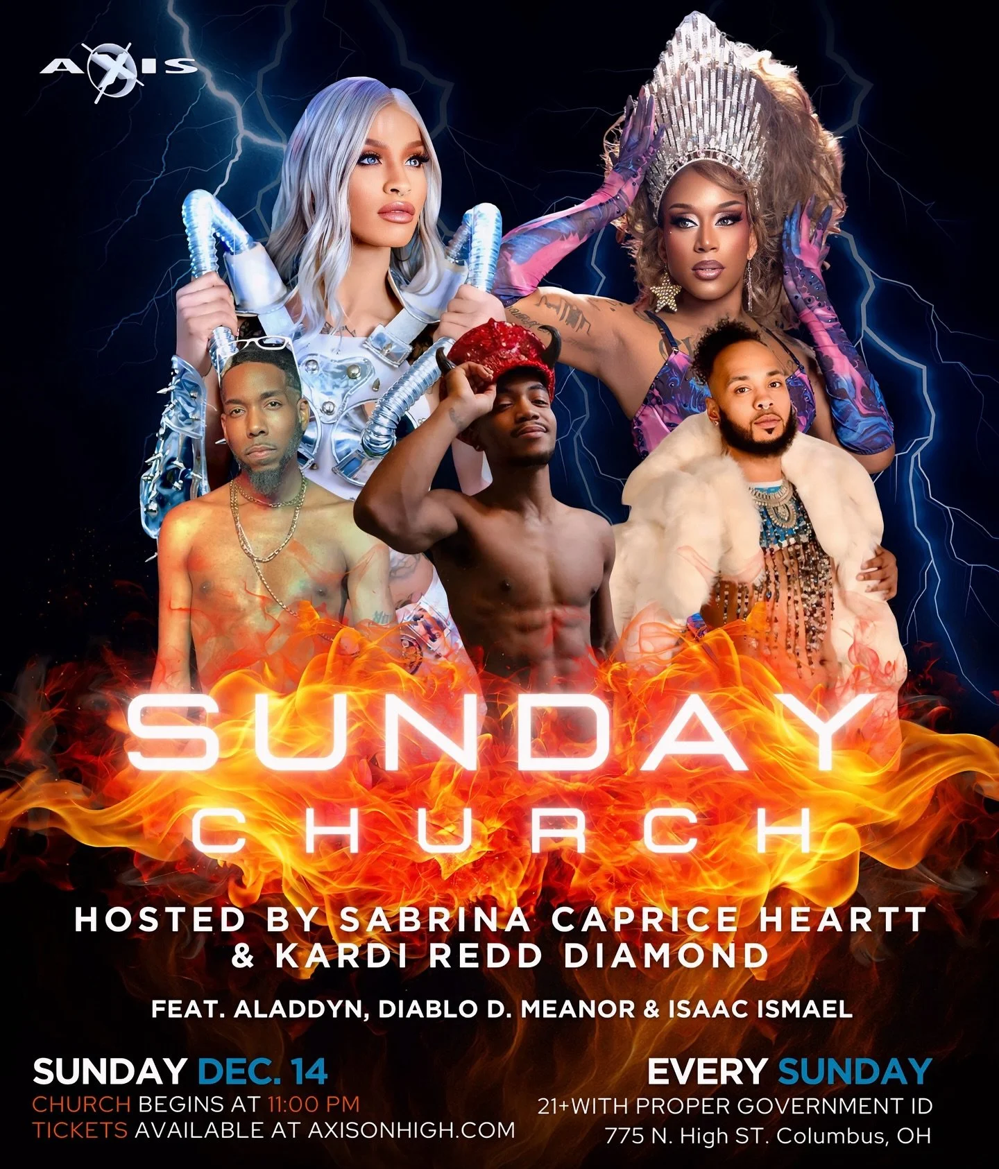 SUNDAY CHURCH AT AXIS 🔥

Come as you are &mdash; leave transformed.
This Sunday night, Sabrina Caprice Heartt &amp; Kardi Redd Diamond lead the congregation with unapologetic energy, electrifying performances, and pure temptation on the altar. Joine