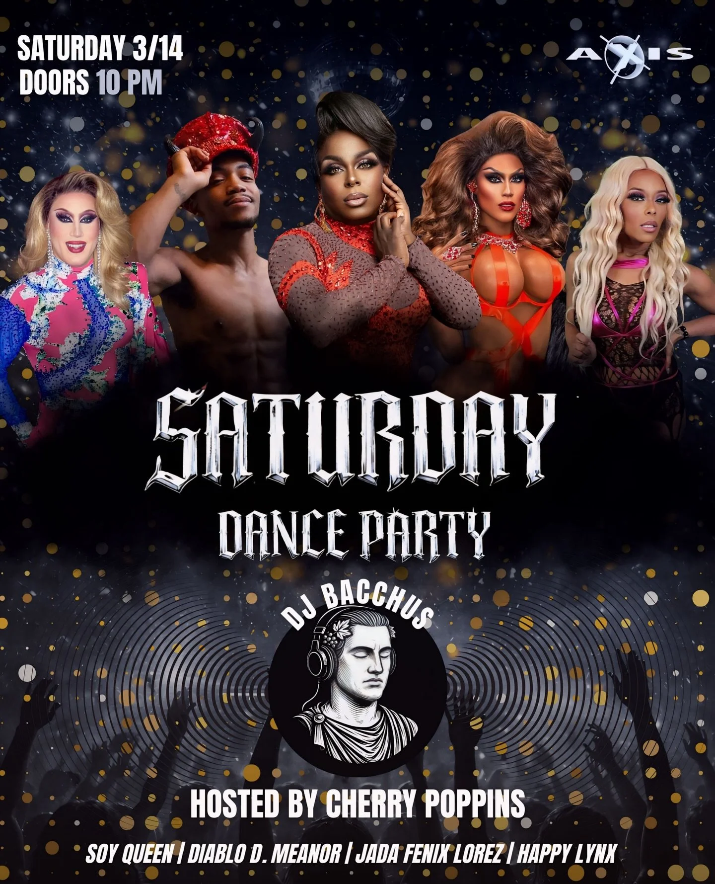 It&rsquo;s Saturday night and the Axis dance floor is the only place to be❤️&zwj;🔥🪩

Join us tonight for our Saturday Dance Party with DJ Bacchus bringing the beats all night long. Strong drinks, nonstop music, and the heat only Axis can deliver un