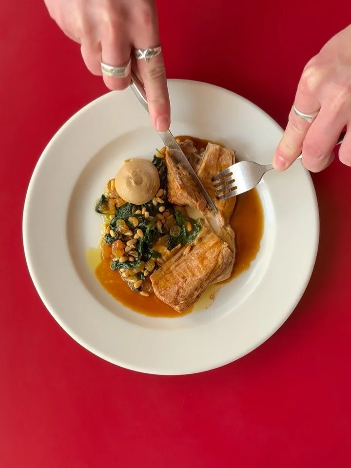 This weekend&rsquo;s special centers around this gorgeous fillet of pork 🤤

The fillet is BBQd and rested in yeasted brown butter, served with nutty caramelised cauliflower pur&eacute;e and  Espinacas a la Catalana. The dish is finished with a gloss