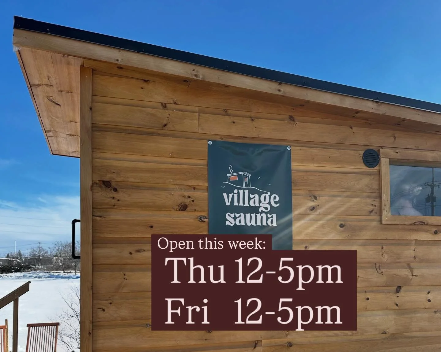 Limited hours this week! Come enjoy the sauna Thursday &amp; Friday 12-5pm