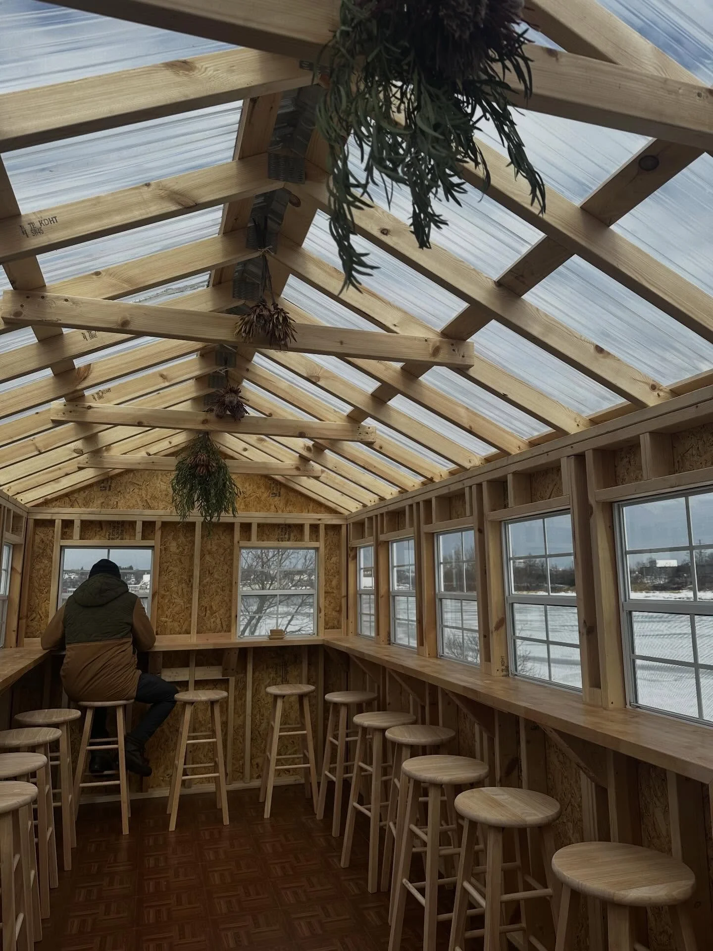 The theme is cozy interior spaces 🕯️ We&rsquo;re loving the ambience at @nightmovesbread&rsquo;s greenhouse and at @lambsmaine this winter. Order a coffee or a drink after your sauna session and have a seat with a view to enjoy this tranquil little 