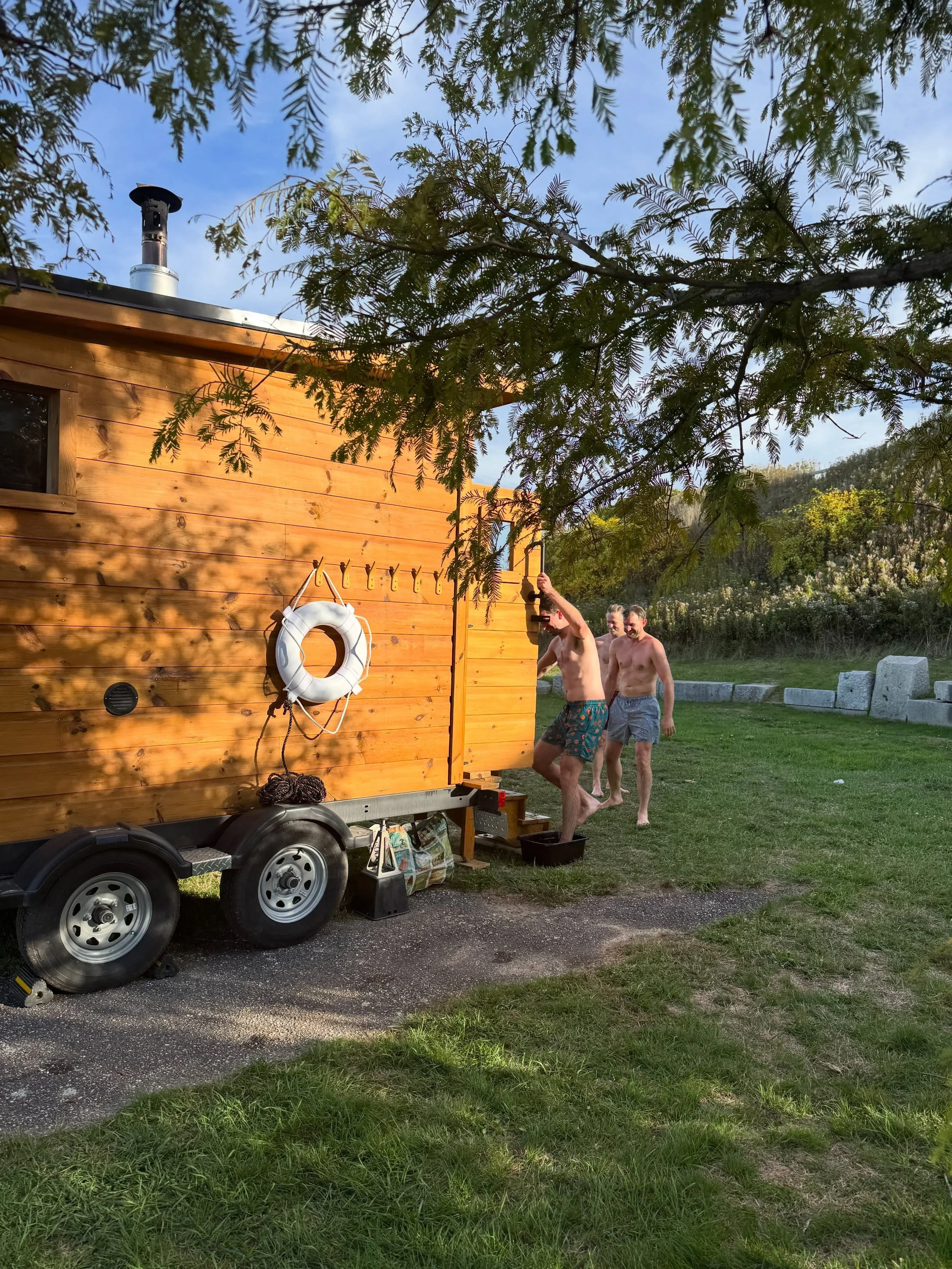 Open Friday-Monday for beach sauna, and the booking calendar is live for the next month. Warm up &amp; cool down &amp; feel lots of joy with us as we soak up our new home with old and new friendly faces 💛