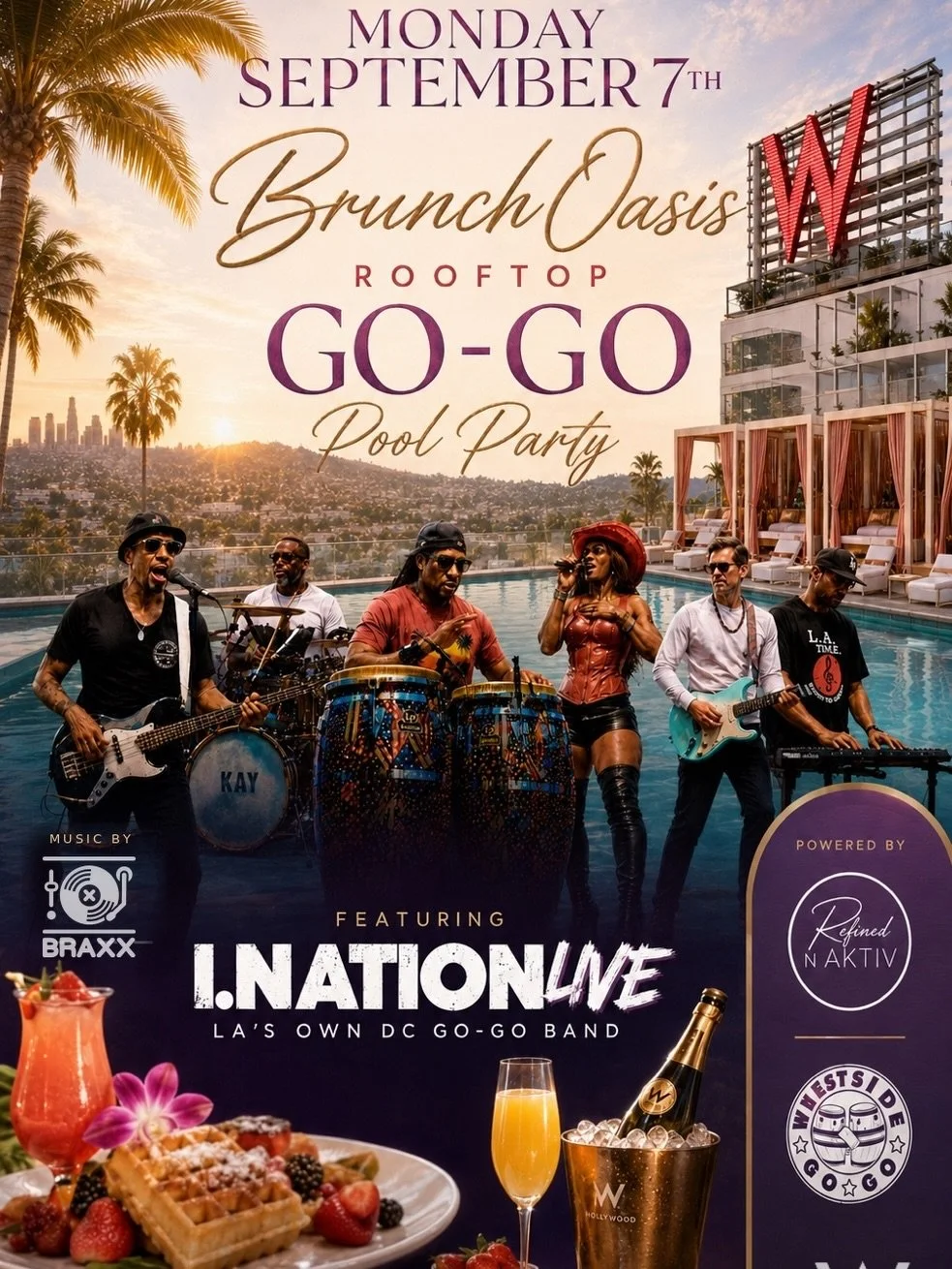 HOLLYWOOD POOL PARTY &mdash; ROOFTOP BRUNCH + LIVE DC GO-GO! ☀️🥂

Summer has never ended better. Labor Day at the W Hollywood&mdash;get your tickets while they last!

Westside Go-Go x Refined N Aktiv present BRUNCH OASIS VIII: LABOR DAY EDITION at t
