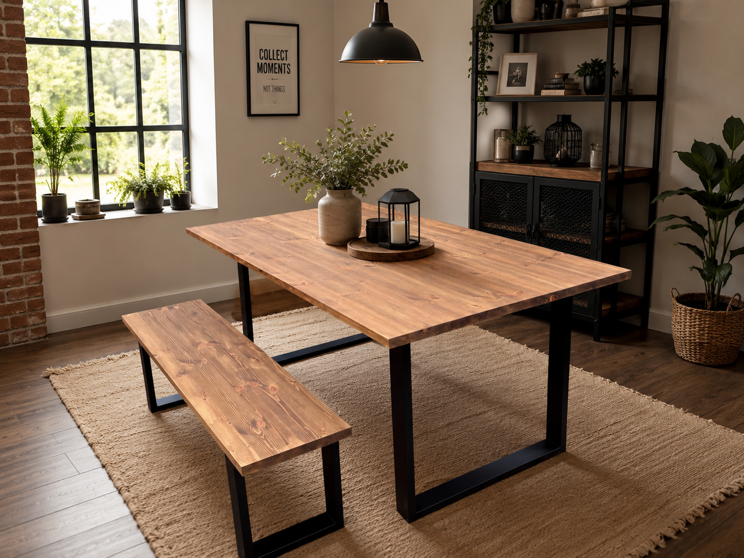 Square Style Dining Table and 1 Bench