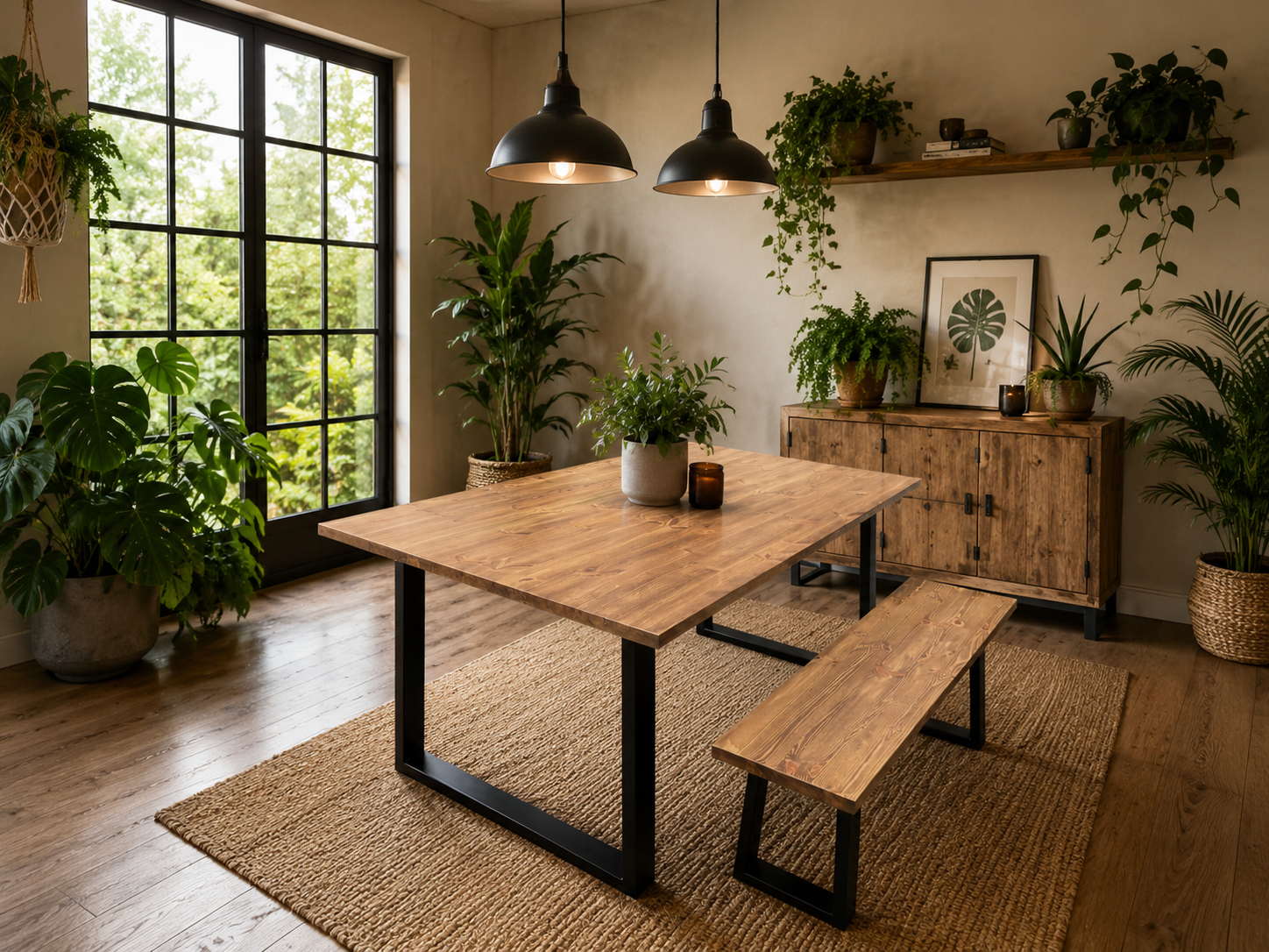 Trapezium Style Dining Table and 1 Bench