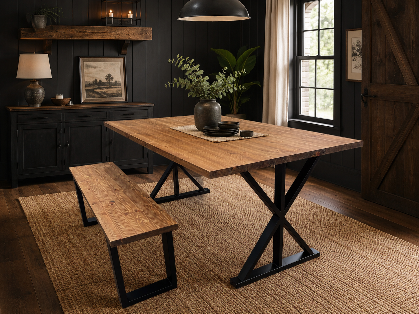 Star Style Dining Table and 1 Bench