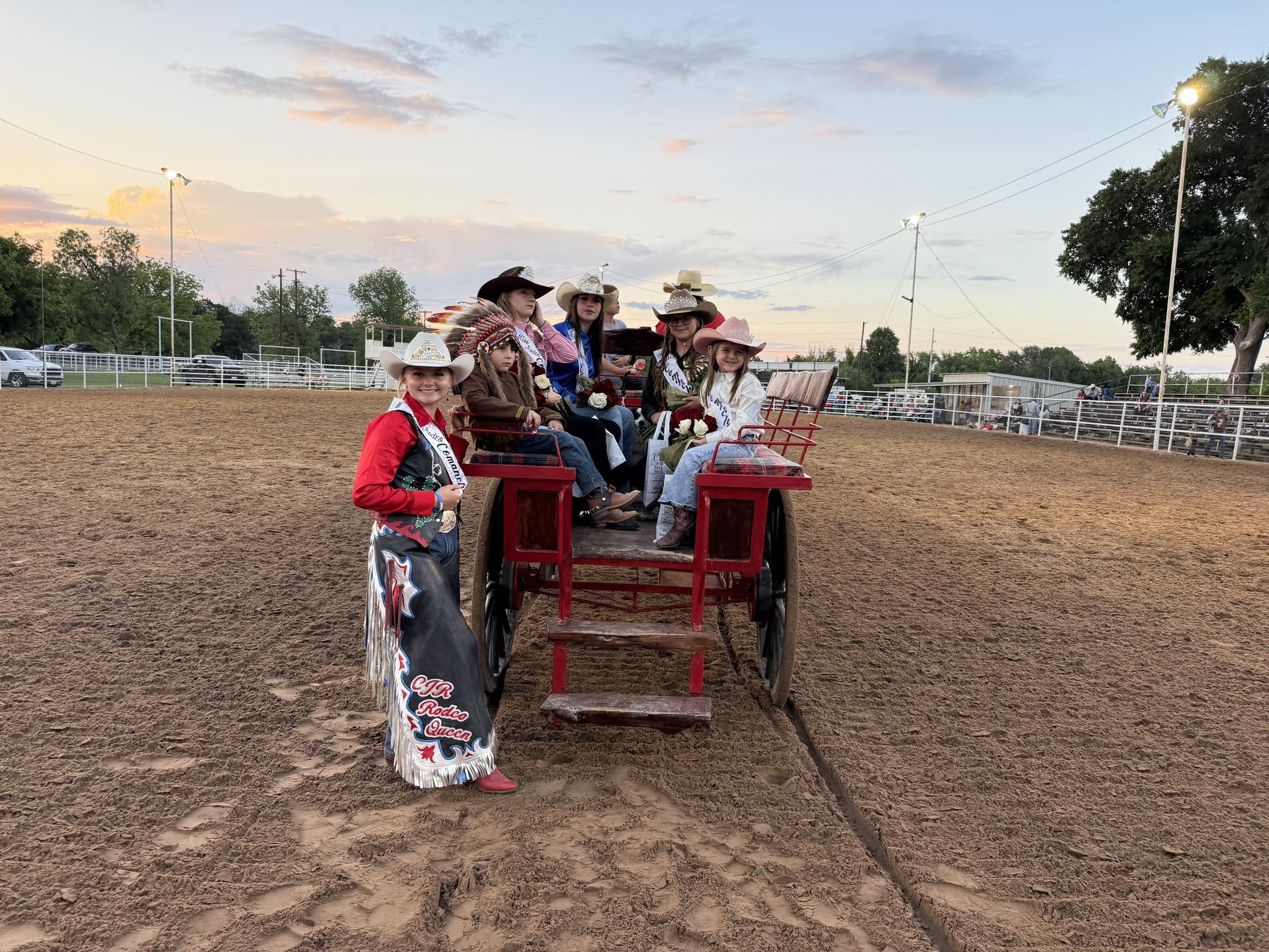 Comanche Junior Rodeo Queen and Princess Contest- Group photo at SF Ranch