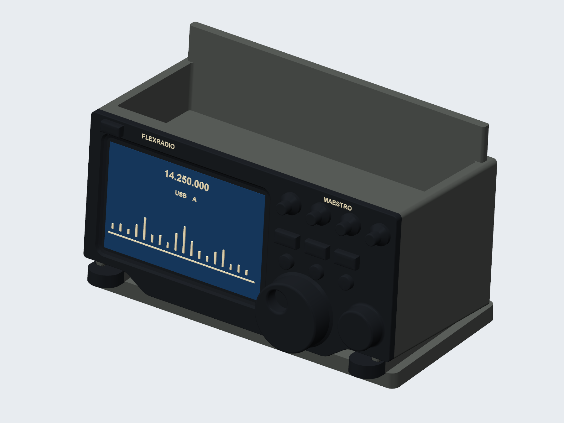 Flex Maestro inspired qsl card holder, digital rendering.