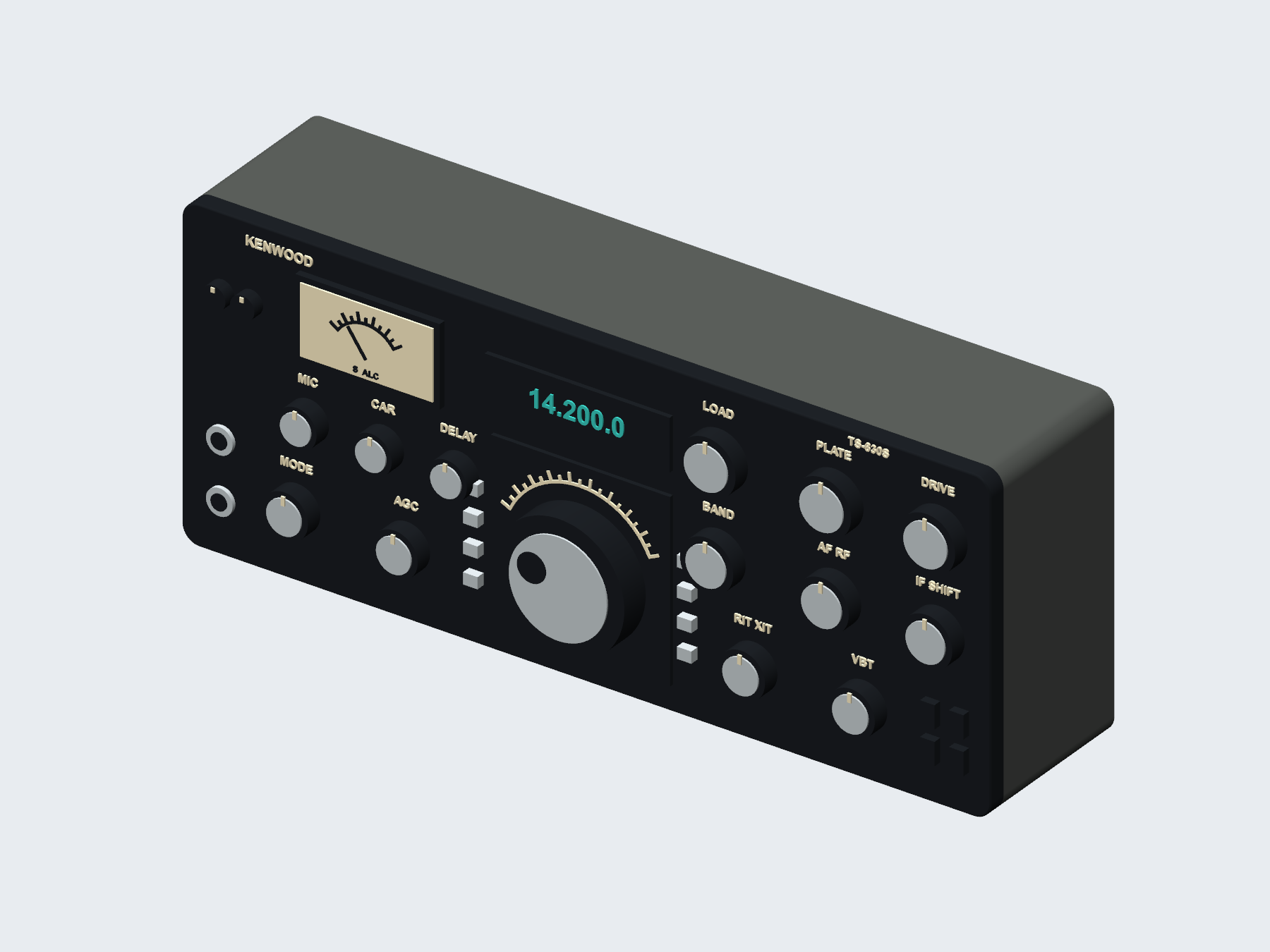 Kenwood TS-830S inspired wall art, digital rendering.