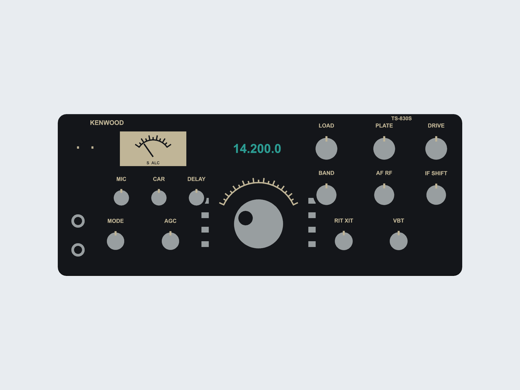 Kenwood TS-830S inspired wall art, digital rendering.