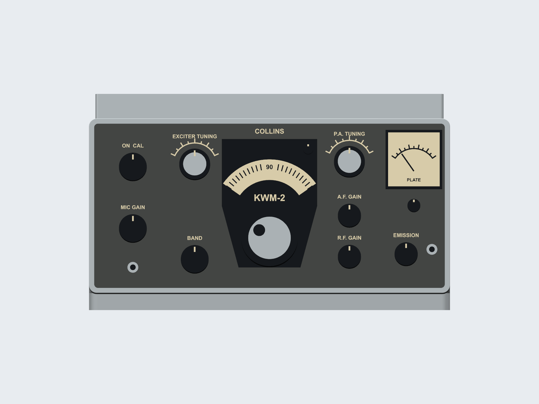 Collins KWM-2 inspired qsl card holder, digital rendering.