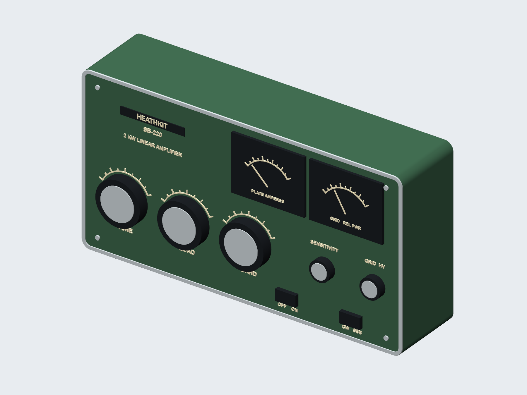 Heathkit SB-220 inspired wall art, digital rendering.