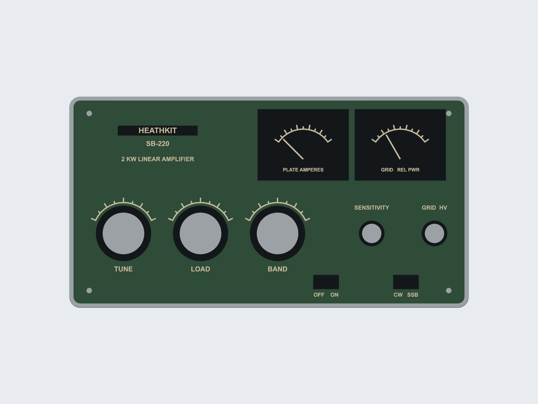 Heathkit SB-220 inspired wall art, digital rendering.