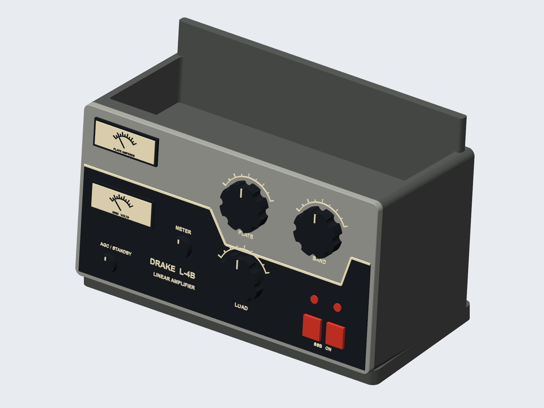 Drake L-4B inspired qsl card holder, digital rendering.