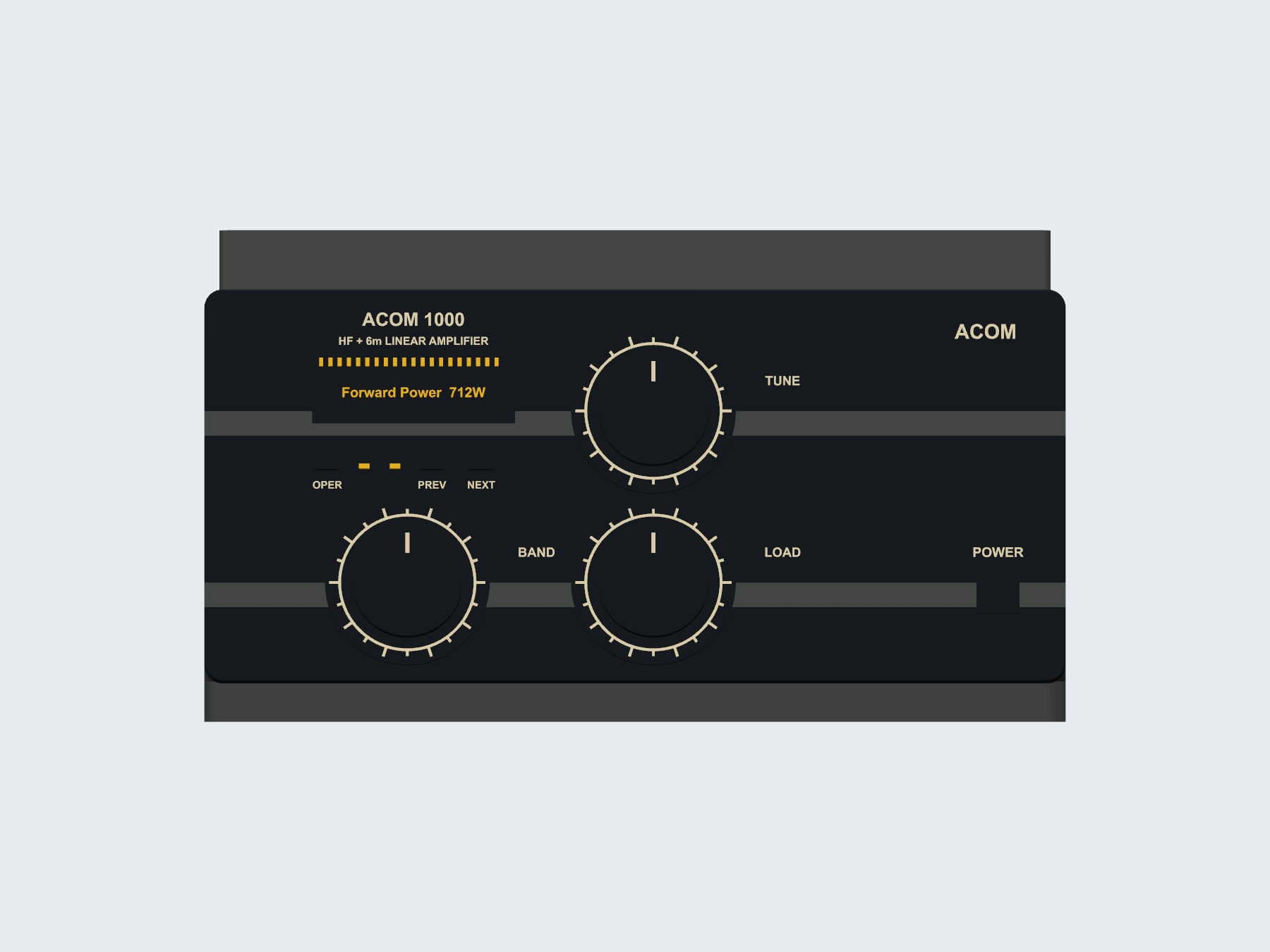 ACOM 1000 inspired qsl card holder, digital rendering.