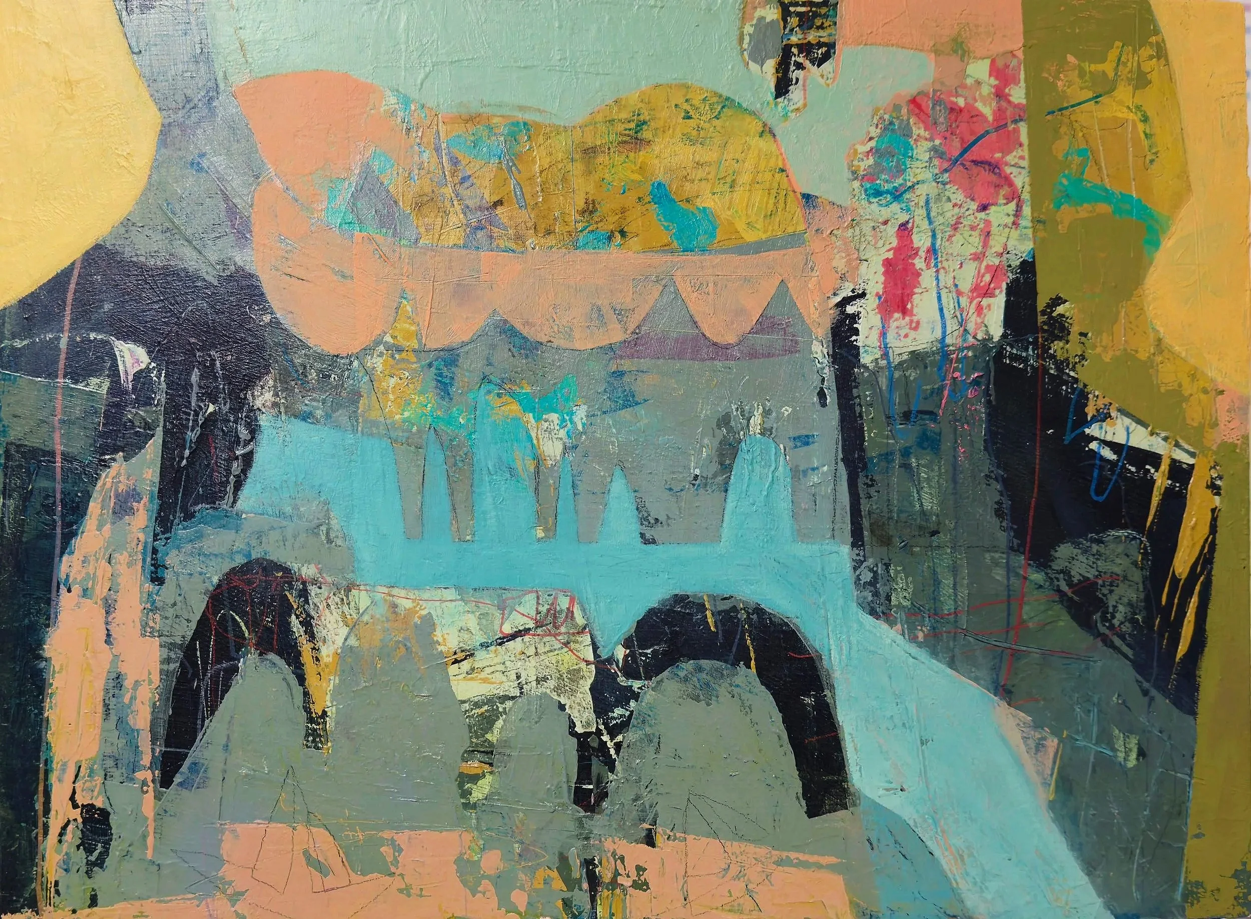 Bridge,
mixed media on panel,
12" x 14",
No. AB2534
