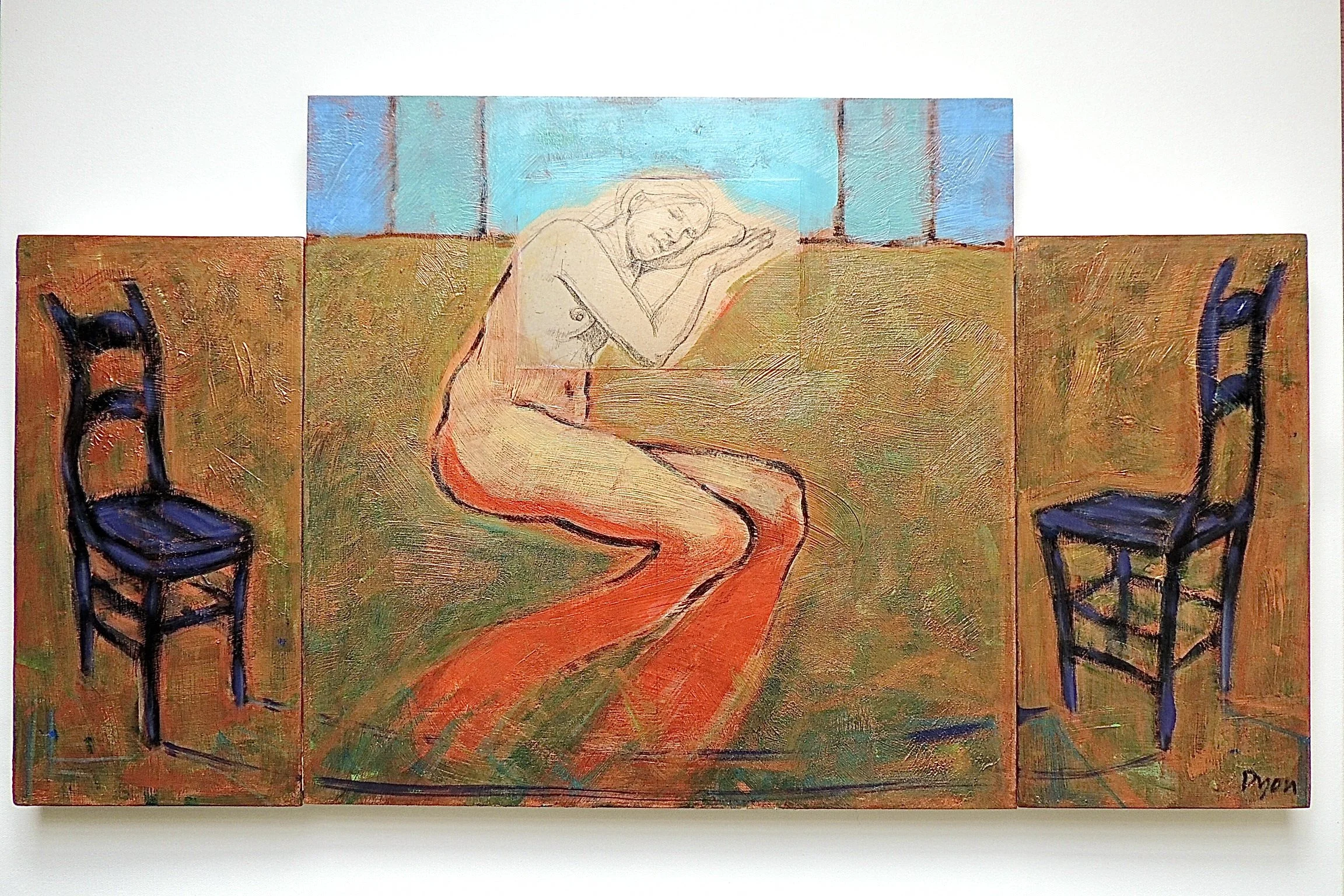 Letting Go,
mixed media on wood panels,
14" x 20",
No. FG11