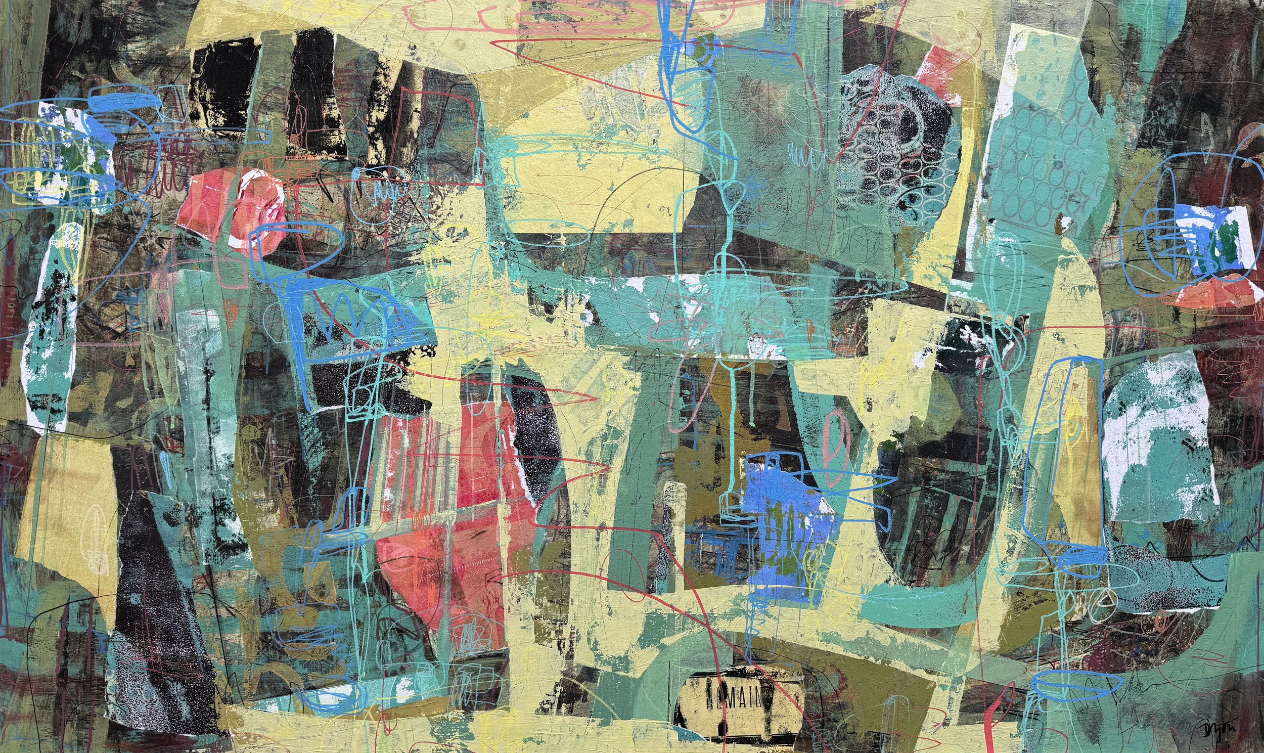 Coming of Age,
collage and mixed media on panel,
24" x 40",
No. AB2604
