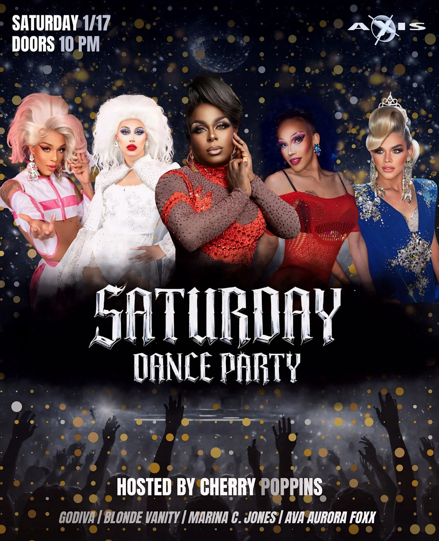 Saturday is calling, Columbus. 🔥
Cherry Poppins is taking the stage with a powerhouse cast &mdash; Godiva, Blonde Vanity, Marina C. Jones, and Ava Aurora Foxx &mdash; and the party doesn&rsquo;t stop until you do.
Doors at 10 PM. See you on the danc