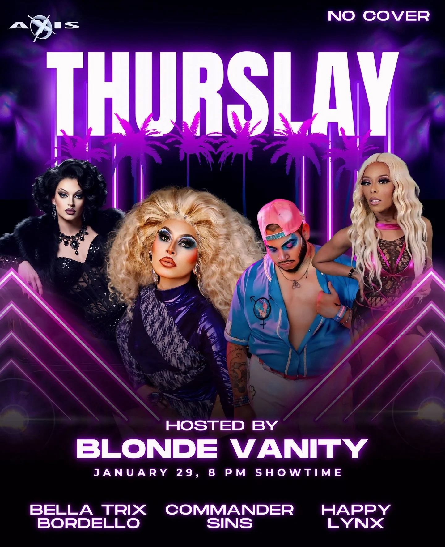 ✨ Introducing THURSLAY &mdash; our brand-new monthly Thursday night party at Axis! ✨
Every month we&rsquo;re switching it up with rotating hosts, fresh entertainment, and a lineup that keeps the energy high and the drinks flowing.

We&rsquo;re kickin