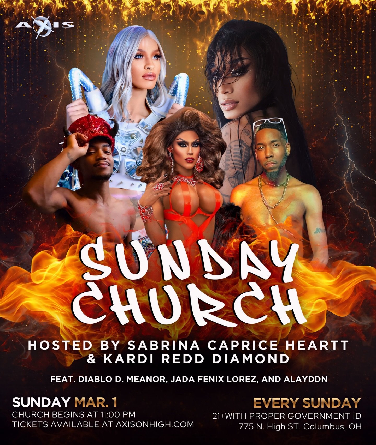 Church is back in session and our saints are ready to sin❤️&zwj;🔥 A little praise, a little chaos, and a whole lot of gorgeous people. Sabrina Caprice Heartt and Kardi Redd Diamond lead the sermon with Diablo D. Meanor, Jada Fenix Lorez and Aladdyn 