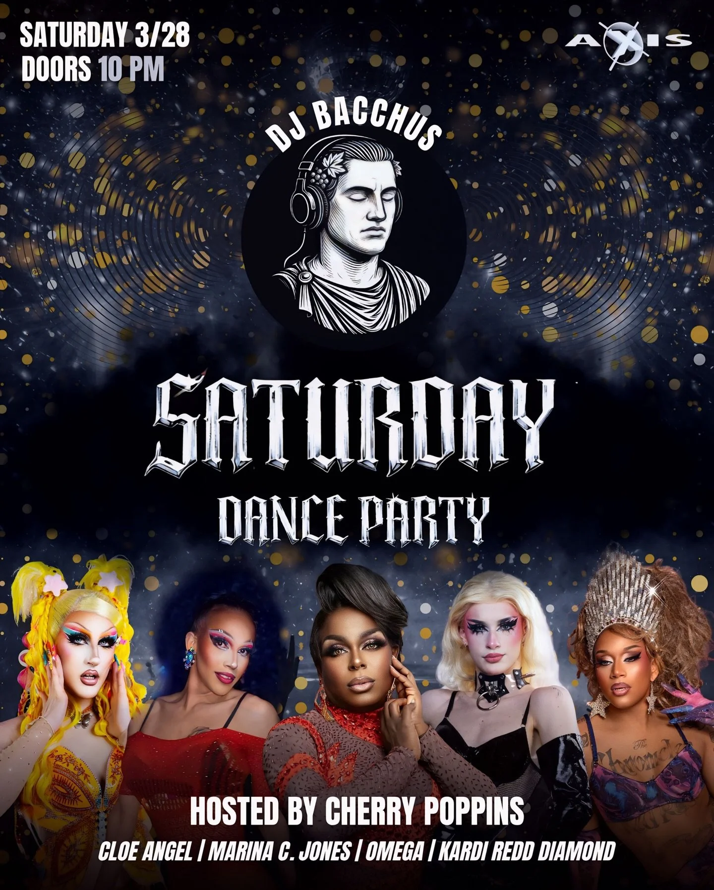 SATURDAY NIGHT.

Whether you need to come dance it out, flirt a little, or just exist in a room full of community, this is YOUR night.❤️&zwj;🔥

Cherry Poppins hosts a stacked lineup, Cloe Angel, Marina C. Jones, Omega, and Kardi Redd Diamond! 

Door