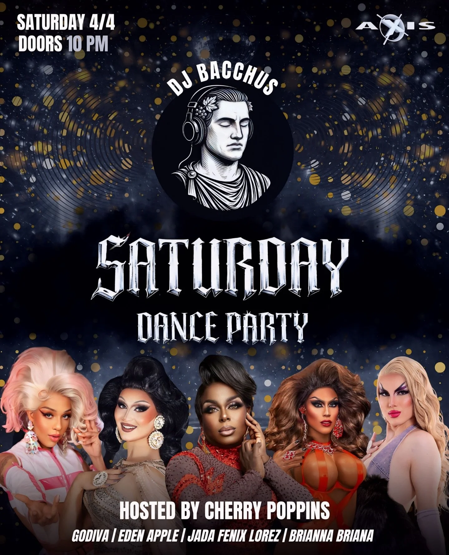 ⛓️❤️&zwj;🔥 Saturday night = no excuses ❤️&zwj;🔥⛓️

DJ Bacchus is on deck all night, the drinks are flowing, and the dance floor is calling your name 🔥 Sip on something strong, sweat it out and lose yourself in the music!

Hosted by Cherry Poppins 