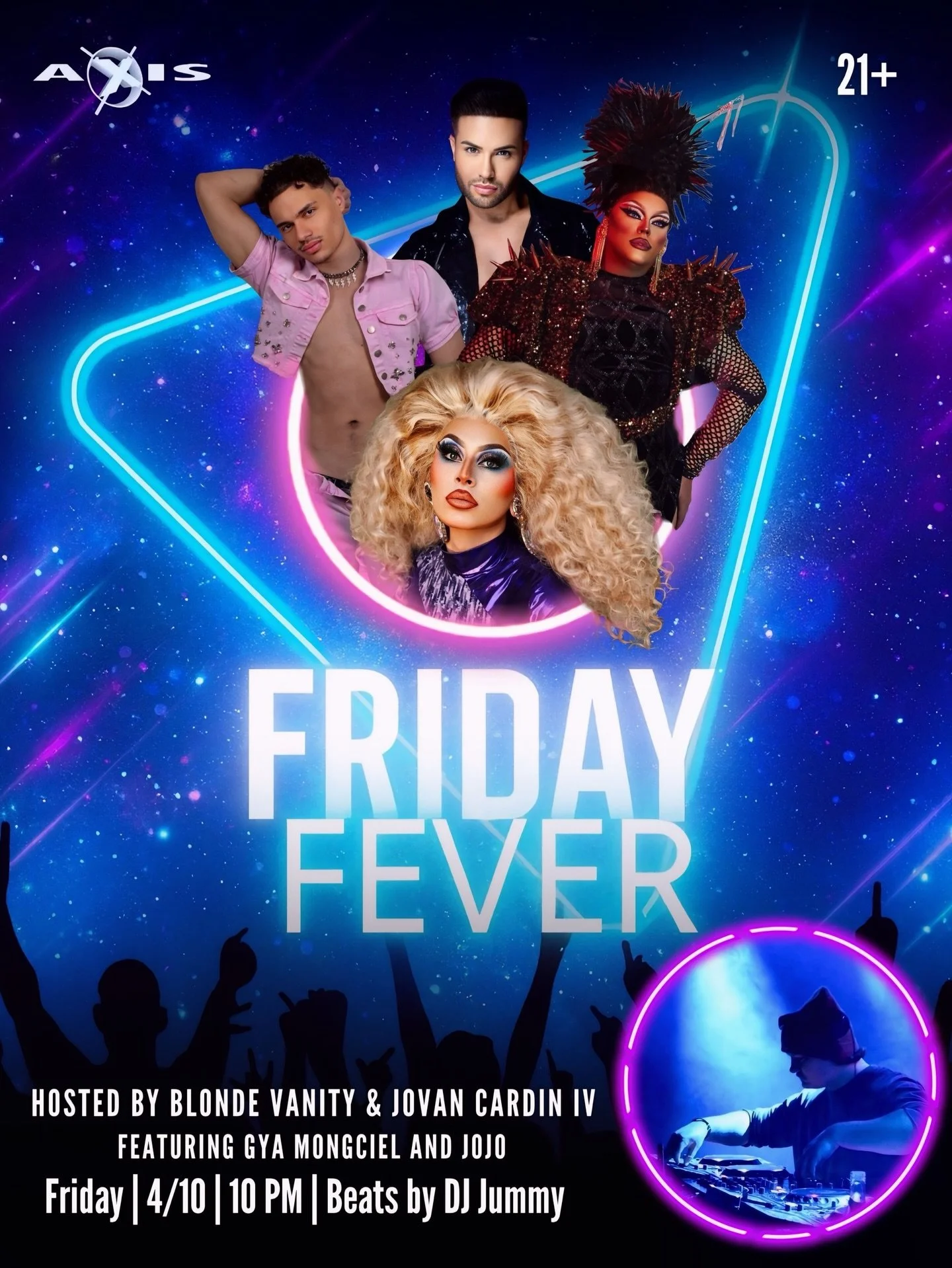 Friday&rsquo;s at Axis look like nonstop dancing, dj going crazy, drinks flowing, everyone looks hot&hellip; like it&rsquo;s that kind of night. You&rsquo;ll walk in and immediately feel it. 

DJ Jummy&rsquo;s on, so you already know the music is not