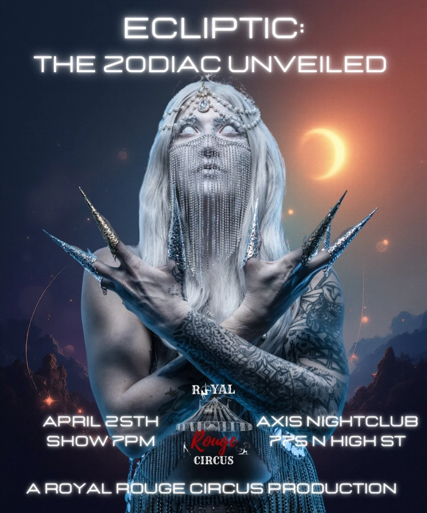 Calling all celestial travelers! Join the Royal Rouge Circus for a one-of-a-kind cosmic experience with Ecliptic: The Zodiac Unveiled. Watch as celestial mysteries are revealed on a journey through the twelve astrological signs. Delight in the sweetn
