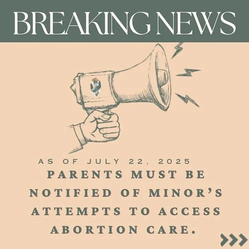 Unfortunately, it finally happened. Some weird lawyers in another state rounded up a couple of rural district attorneys and got our 40 year freeze on parental notification lifted. We are doing everything we can to make sure everyone has access to abo