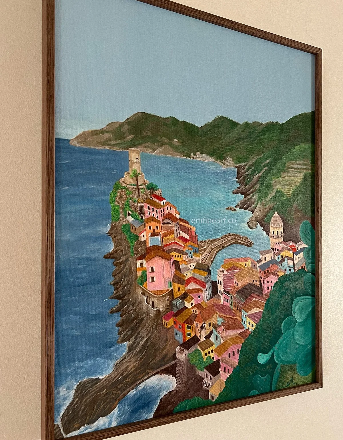 Vernazza | Original Acrylic Painting of Cinque Terre, Italy | Colorful Mediterranean Coastal Landscape Art