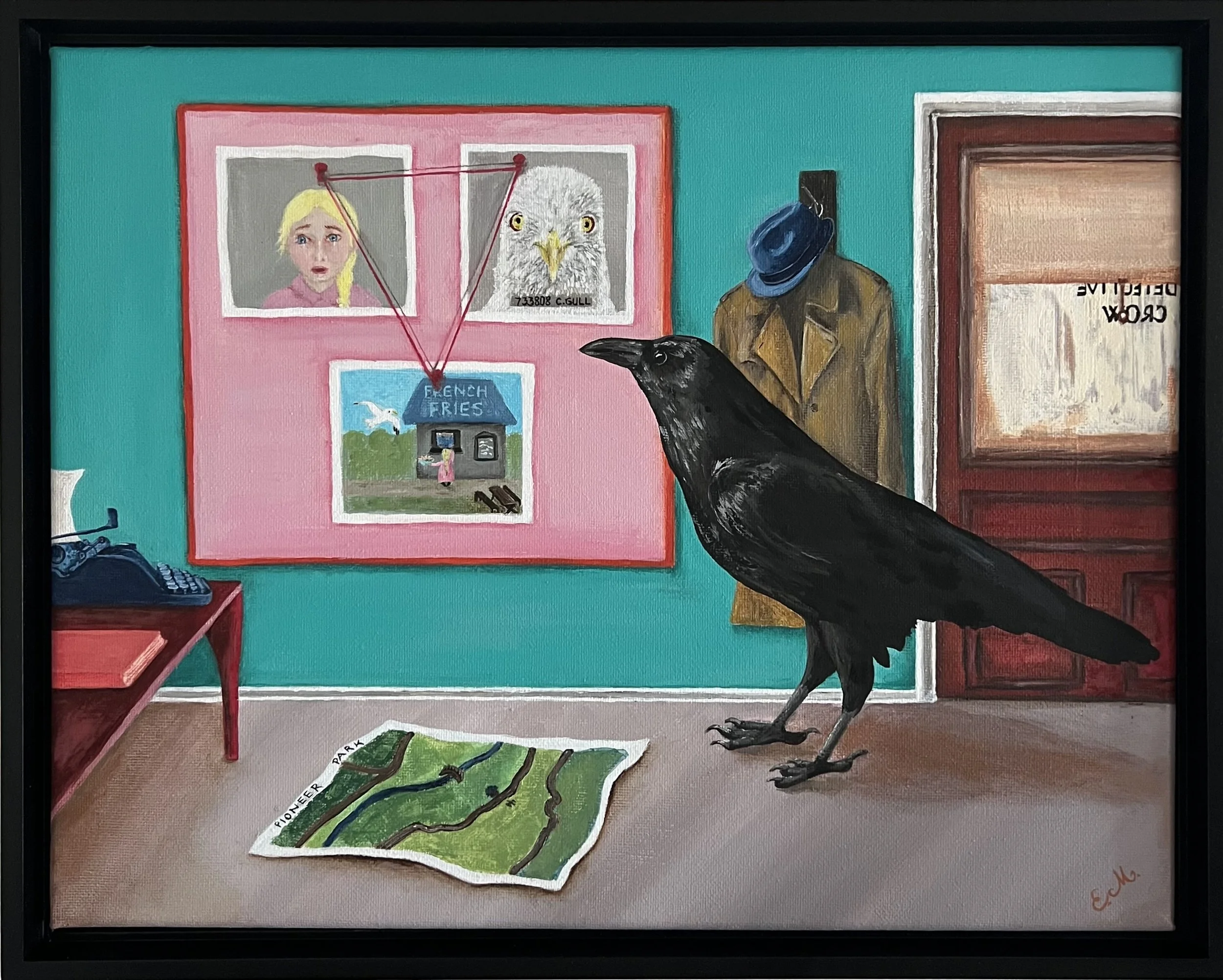 "Case of a Stolen French Fry" - Original 11"x14" Acrylic Painting / Framed: 12"x15"