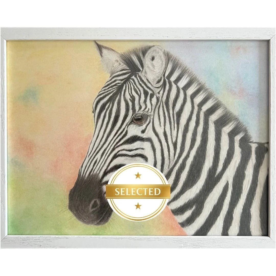 Nasinka (Shining Star) – Colorful Zebra Portrait Inspired by Maasai Mara Culture | Original Colored Pencil Art