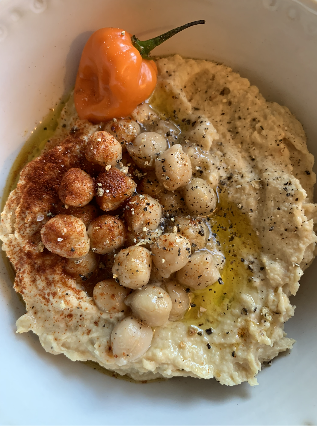 Simple Hummus, Spiced with Habanero