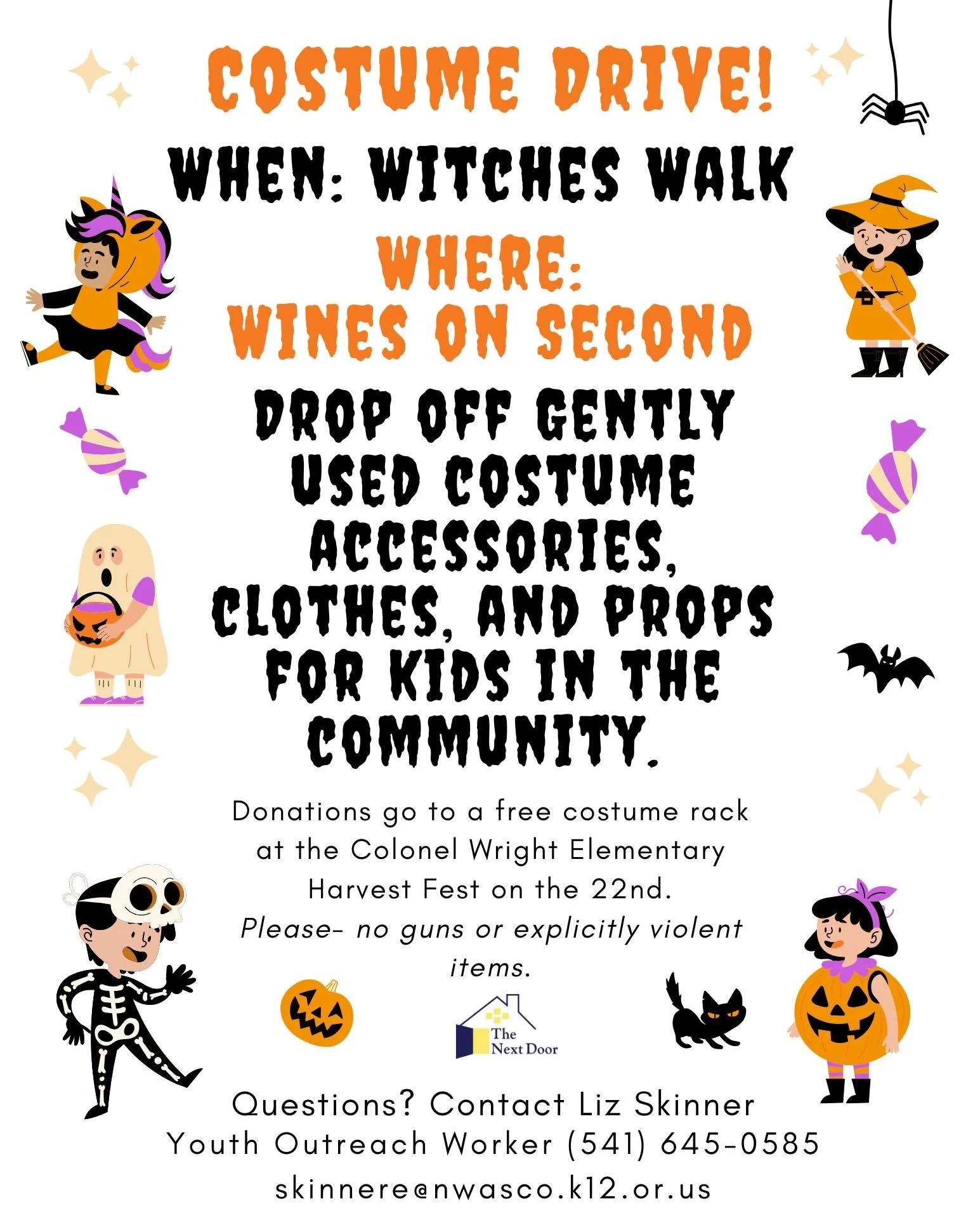 Planning to join the Witches Walk in The Dalles tomorrow? 🧙&zwj;♀️✨ Bring any gently used costumes to @winesonsecond and help local kids celebrate Halloween! All donations will stock a FREE costume rack at Colonel Wright Elementary&rsquo;s Harvest F