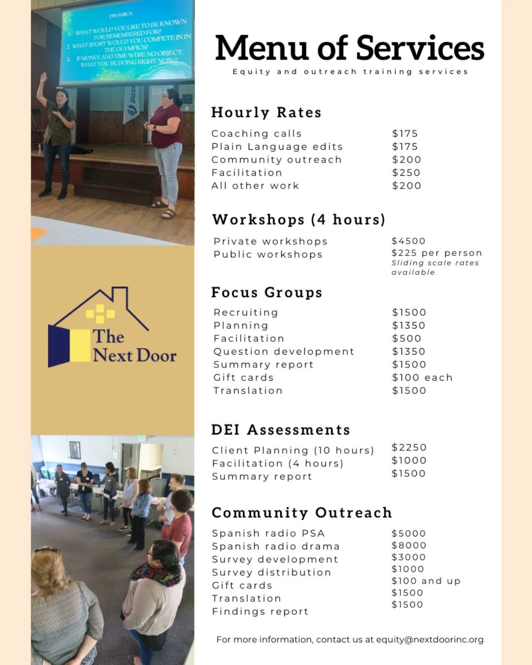 Want to brush up on your facilitation skills? Looking to diversify your outreach strategies? Hoping to make your workplace more inclusive? Check out Equity and Outreach Training Services at TNDI! ✨