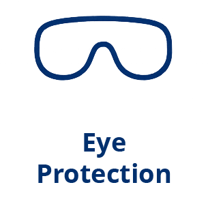 Outline of safety goggles with the text 'Eye Protection' below.