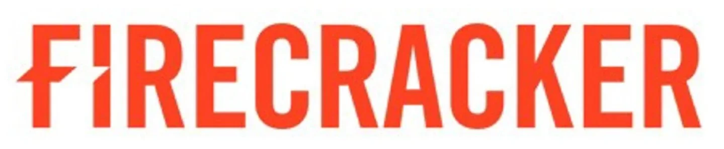Text that reads 'FIRECRACKER' in bold red letters on a white background.
