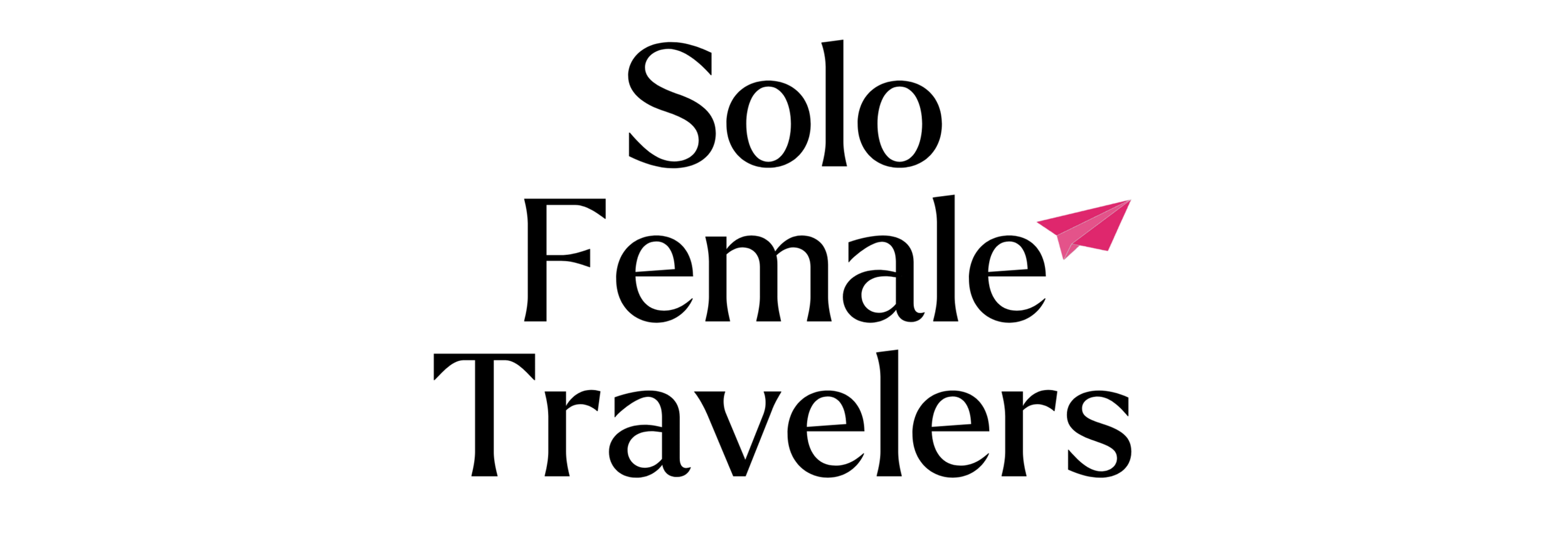Text reading 'Solo Female Travelers' with a small pink paper airplane icon.