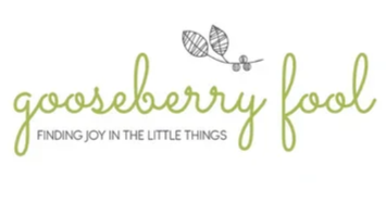 Gooseberry Fool logo with a tagline 'Finding joy in the little things' and a simple illustration of a branch with leaves.