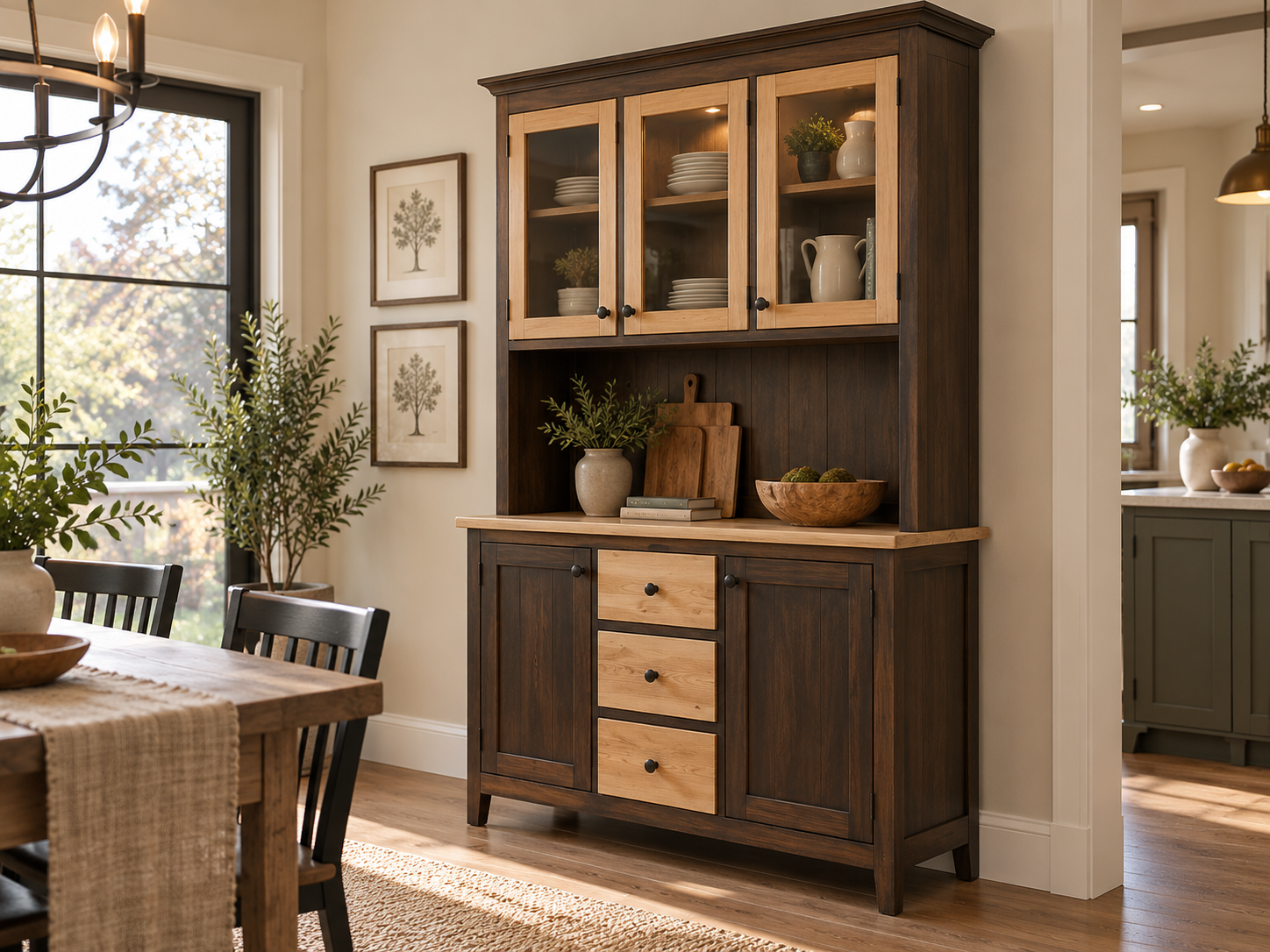 Cozy Modern Farmhouse Hutch Dining Room.png