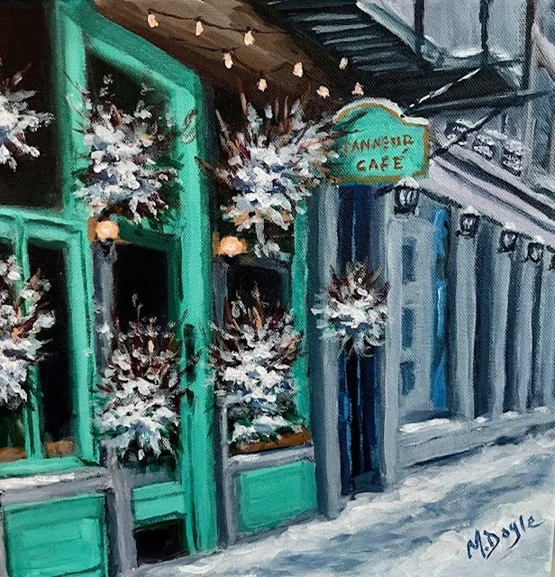 Christmas Stroll, 12x12, acrylic on canvas