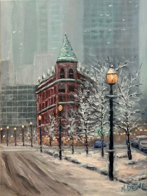 Flatiron Glow, 16x12, acrylic on canvas