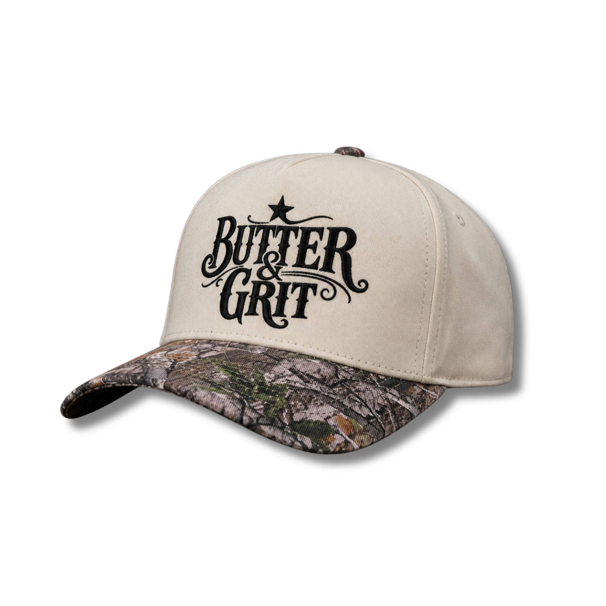 The Official Butter & Grit Trucker – Cream & Camo