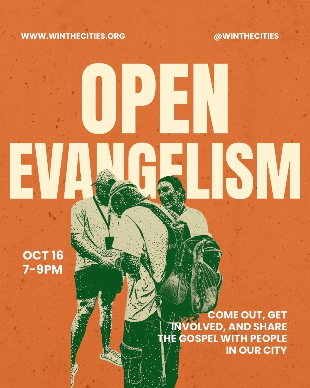 🔥 OPEN EVANGELISM NIGHT! 🔥

We&rsquo;re excited to invite you to our next Open Evangelism Night! This is an opportunity for anyone to come out, get involved, and share the Gospel with people in our city. We&rsquo;ll have a short training beforehand