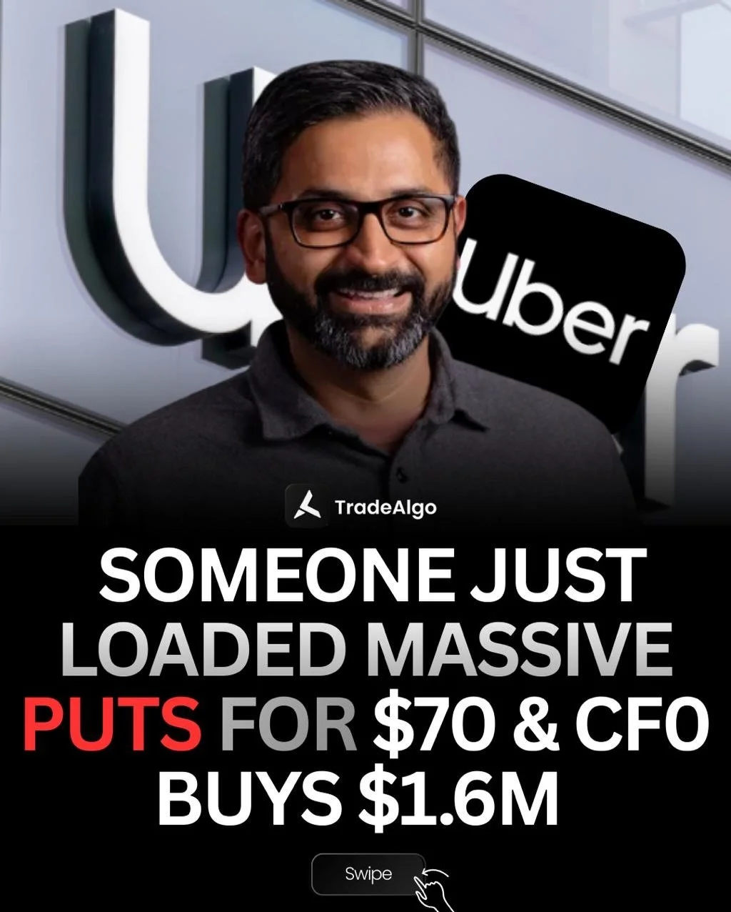 Uber&rsquo;s CFO just put serious skin in the game 🚀
Last week (Feb 24, 2026), Krishnamurthy Balaji &mdash; Uber&rsquo;s Chief Financial Officer &mdash; dropped $1.6M of his own cash on 22,453 shares of $UBER at ~$71.25 per share.
Not a grant. Not R