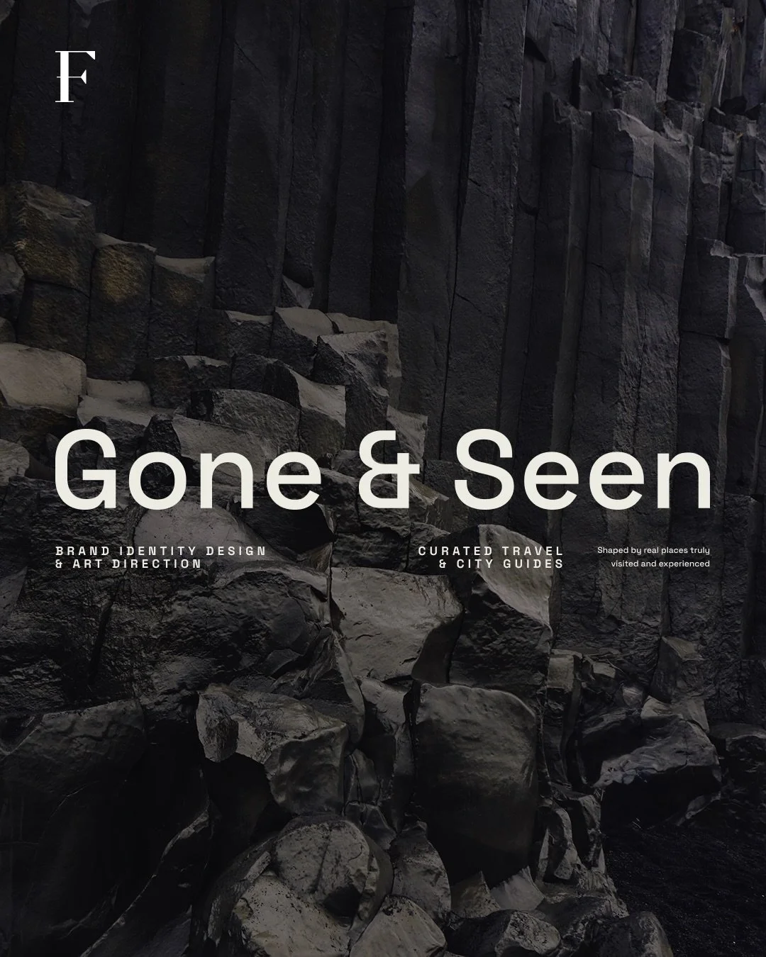 A natural and earthy visual identity created for Gone &amp; Seen. The branding centres on earth tones, refined typography and spacious layouts to reflect a calm, modern experience. Mobile travel guide layouts, website design and social media assets w