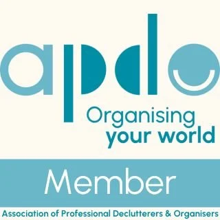 APDO Member digital badge, APDO stands for Association of Professional Declutterers and Organisers